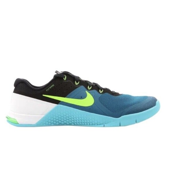 Men’s NIKE METCON 2 FLYWIRE RUNNING GYM CROSSFIT TRAINERS SHOES SZ 13 BLUE GREEN - Picture 1 of 8